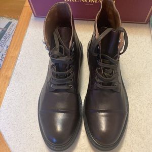 BRUNOMAGLI COSTANZO LACE-UP BOOT IN BROWN LEATHER NEW IN BOX SIZE 11/1/2